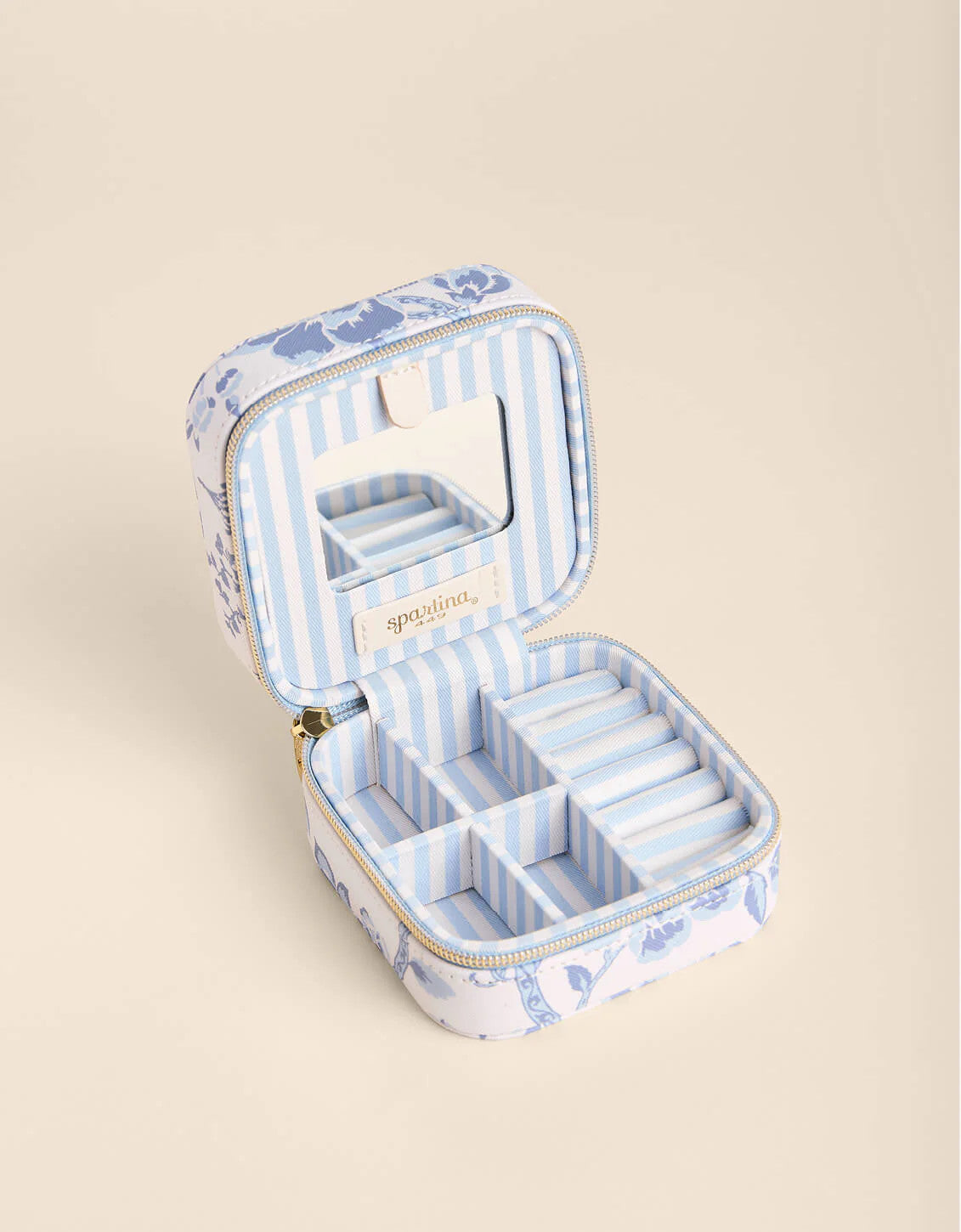 Spartina Jewelry Mirror Travel Case Garden Toile