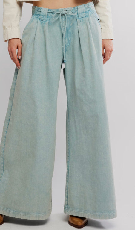 Free People Julien Wide-Leg Trousers Pearl Blue
