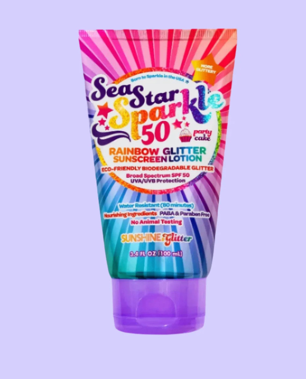 Sunshine & Glitter Sea Star Sparkle SPF 50 Party Cake Scent Tube 3.4 oz