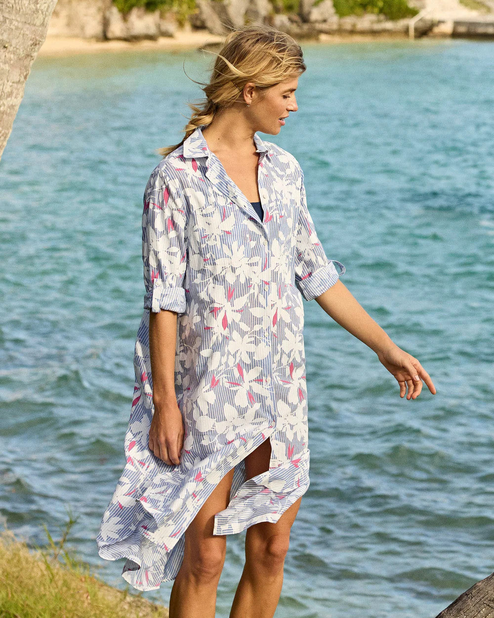 Southern Tide Polly Blossom Bay Cover Up Cobalt Blue