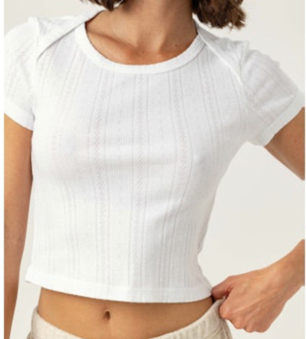 Sundays Pointelle Baby Tee White