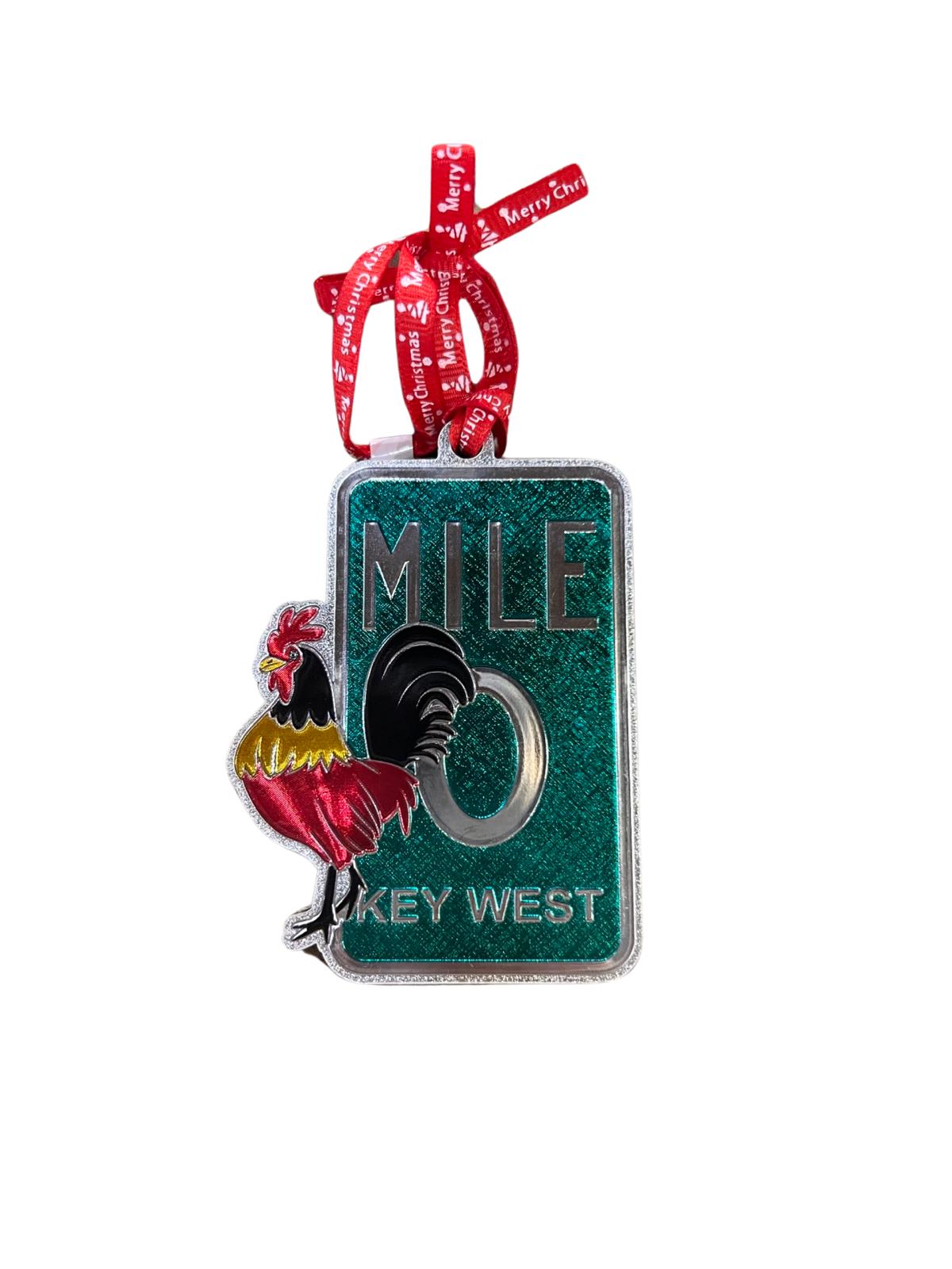 Rooster & Mile 0 Key West Foil Christmas Ornament