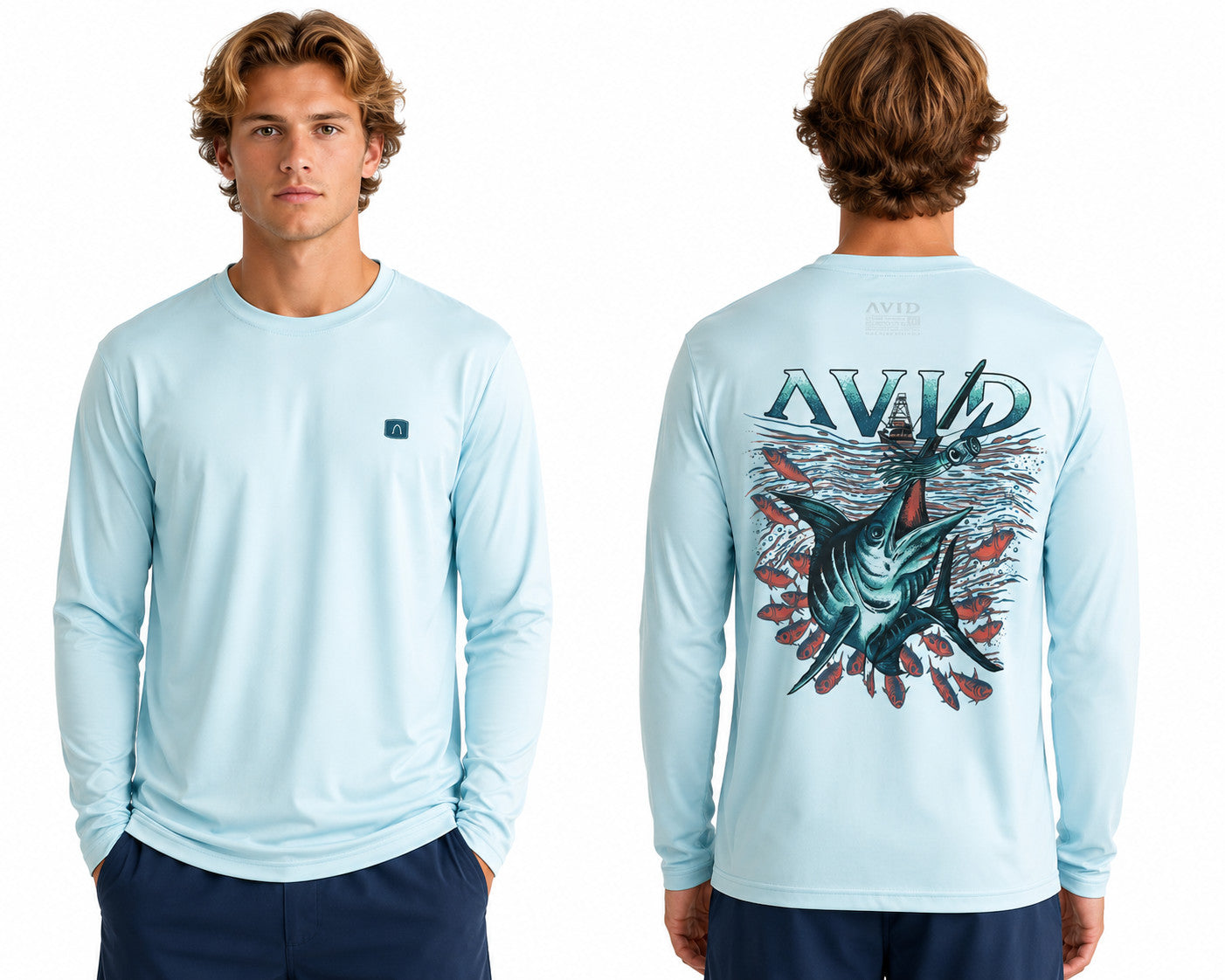 Avid Avidry Marlin Mayhem LS Shirt Ice Blue