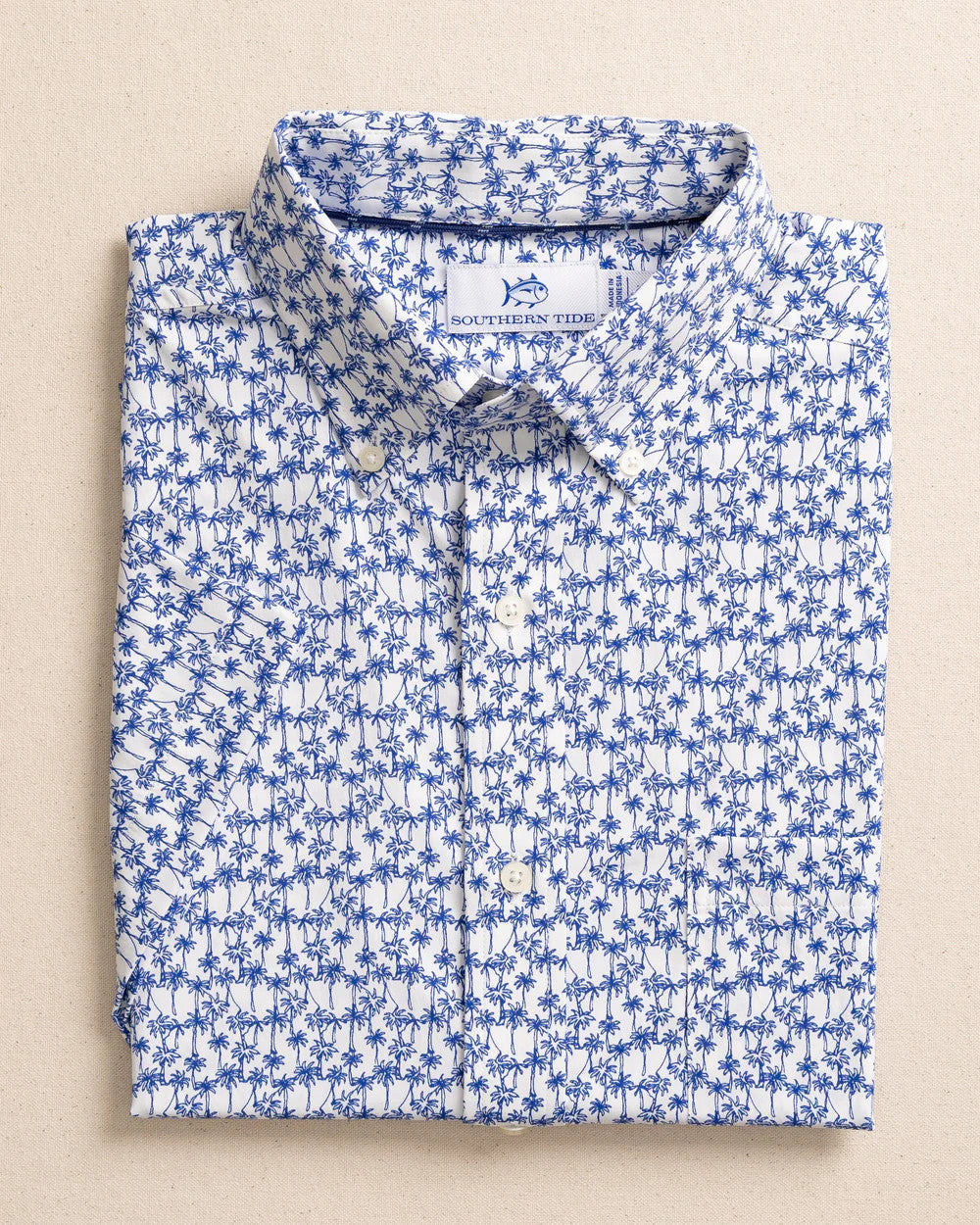 Southern Tide Intercoastal Talk To The Palm Sport Shirt SS Classic White