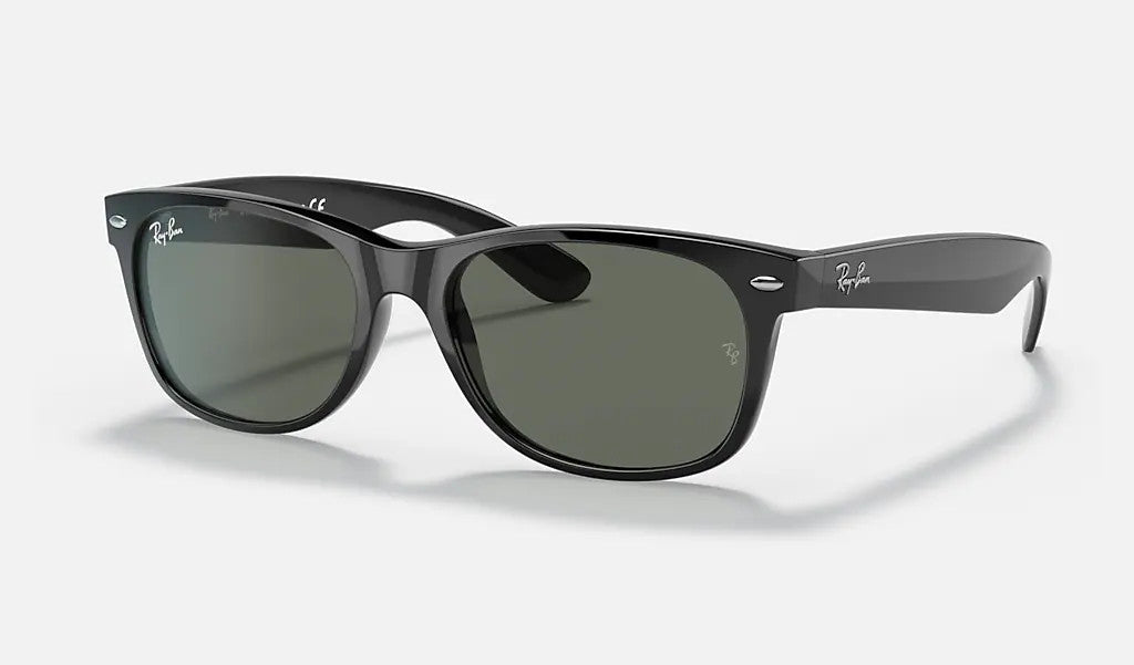 Ray Ban New Wayfarer Rubber Black Frame w/ Light Green Mirror Silver Lense Sunglasses