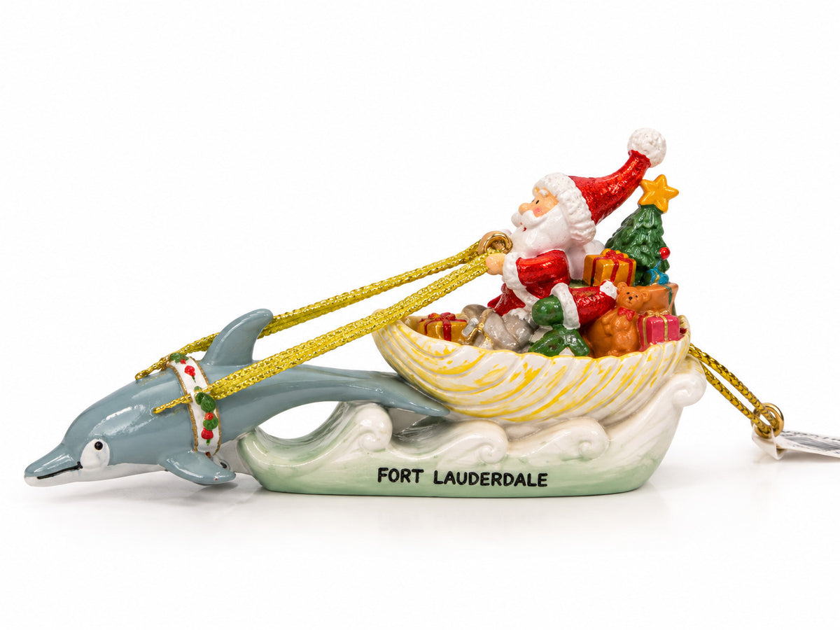 Cape Shore Ft Lauderdale Santa in Sleigh Shell Ornament