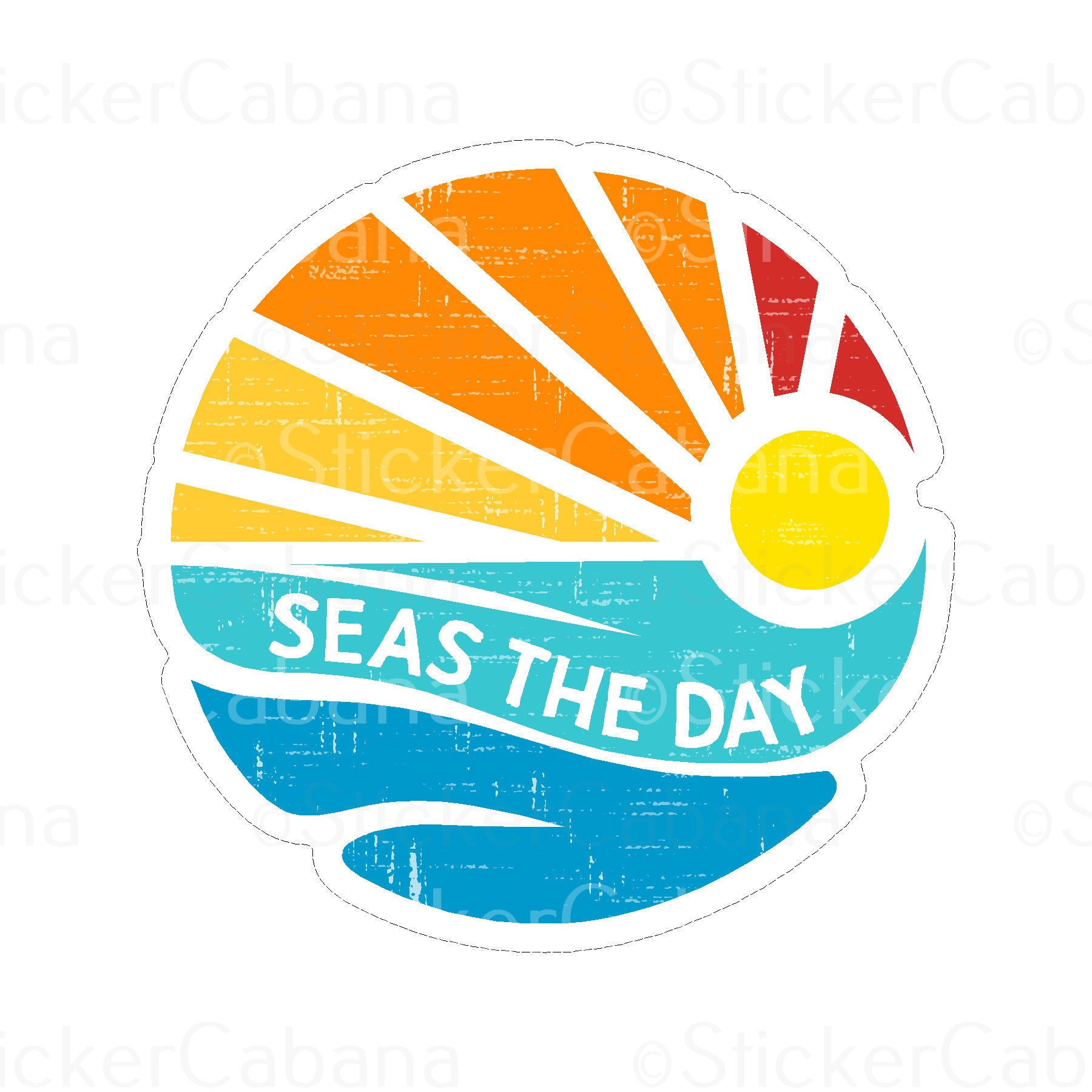 Sticker Cabana Seas The Day Retro Wave Large Sticker