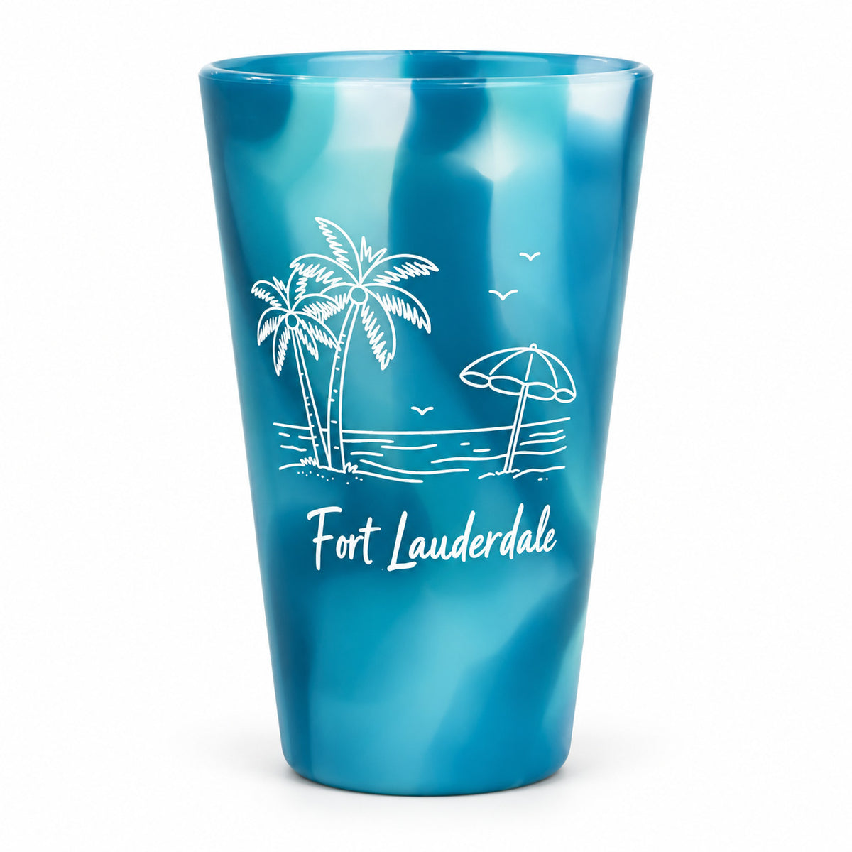 Silipint Beach Scene Fort Lauderdale 16oz Pint Cup Blue Crystal