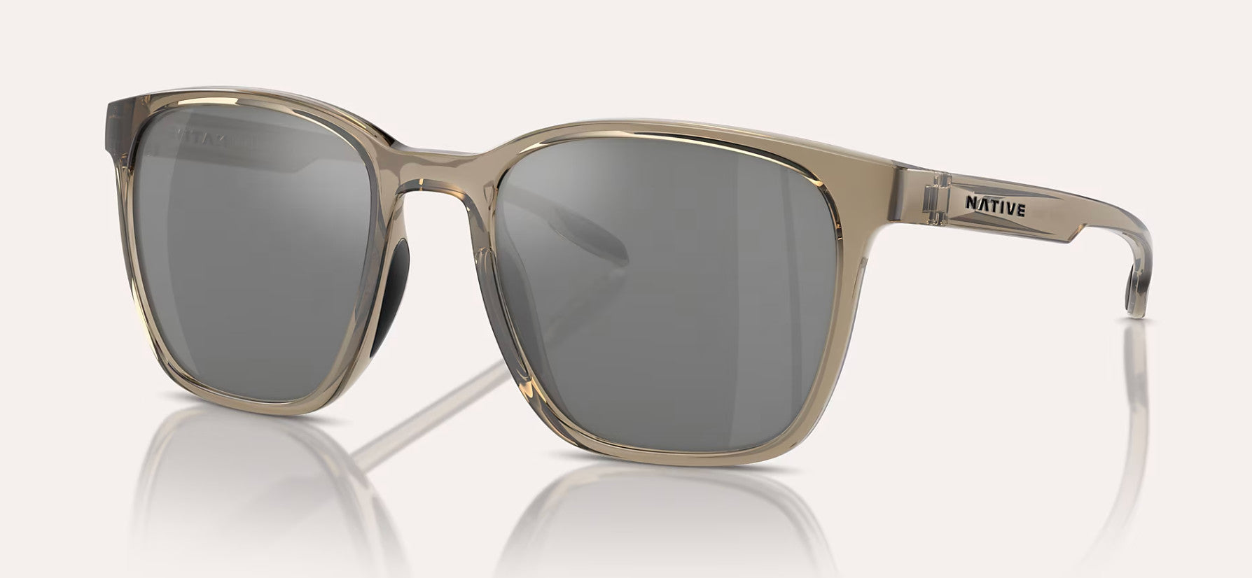 Native Eyewear Targhee Square Smokey Quartz Frame w/ Silver Reflex Lens Sunglasses Polarized