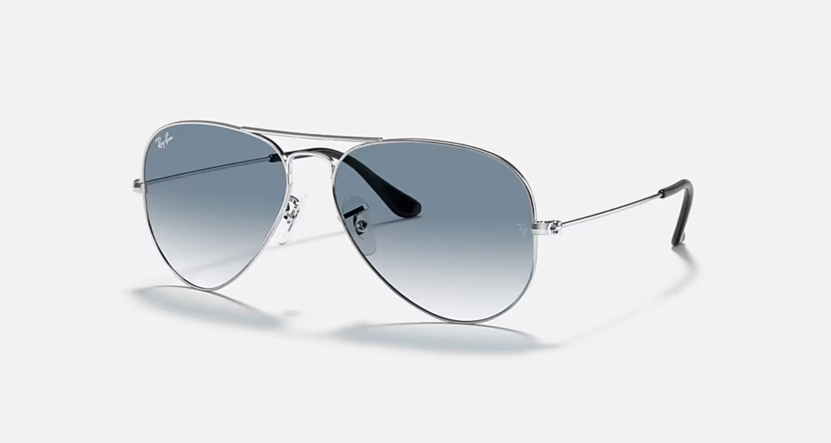 Ray Ban Aviator Large Metal Silver Frame w/ Clear Gradient Blue Lens Sunglasses