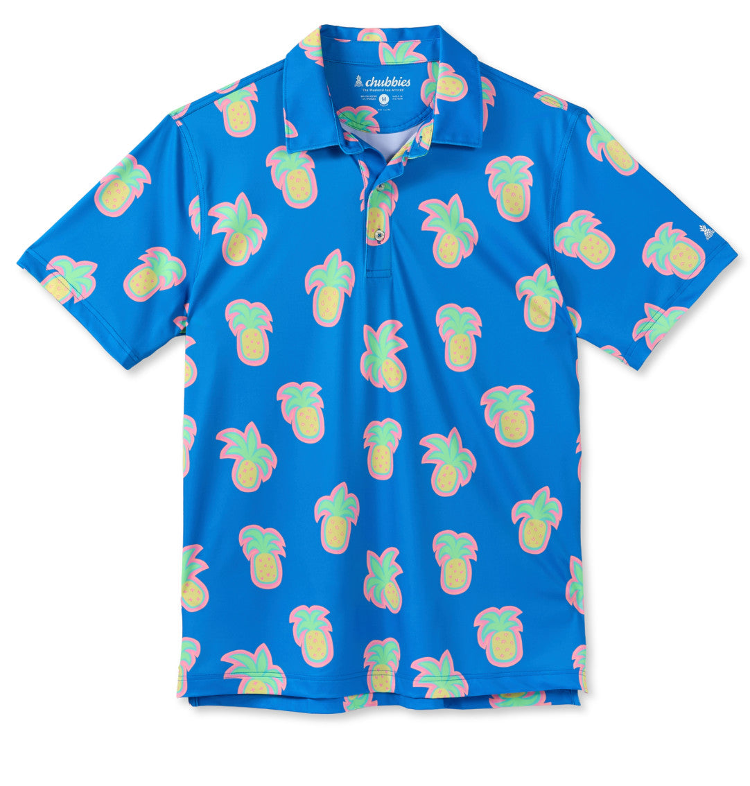 Chubbies The Everything's Pine Performance Polo Bright Blue