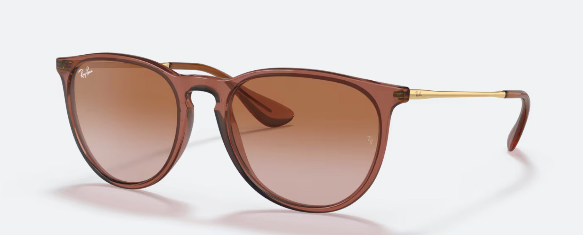 Ray Ban Erika Transparent Light Brown Frame w/ Gradient Brown Lens Sunglasses