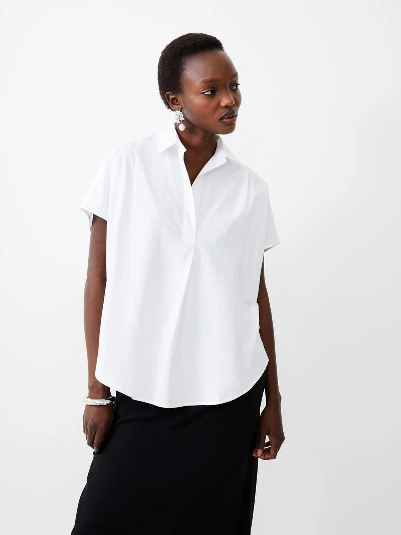 French Connection Poplin Shirting Popover Linen White