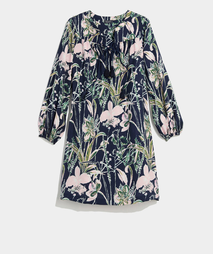 Vineyard Vines Texture Tassel Tunic Wild Floral Navy
