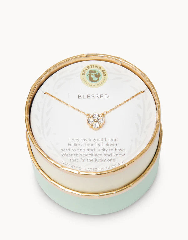 Spartina Blessed/Crystal Clover Sea La Vie Necklace Gold