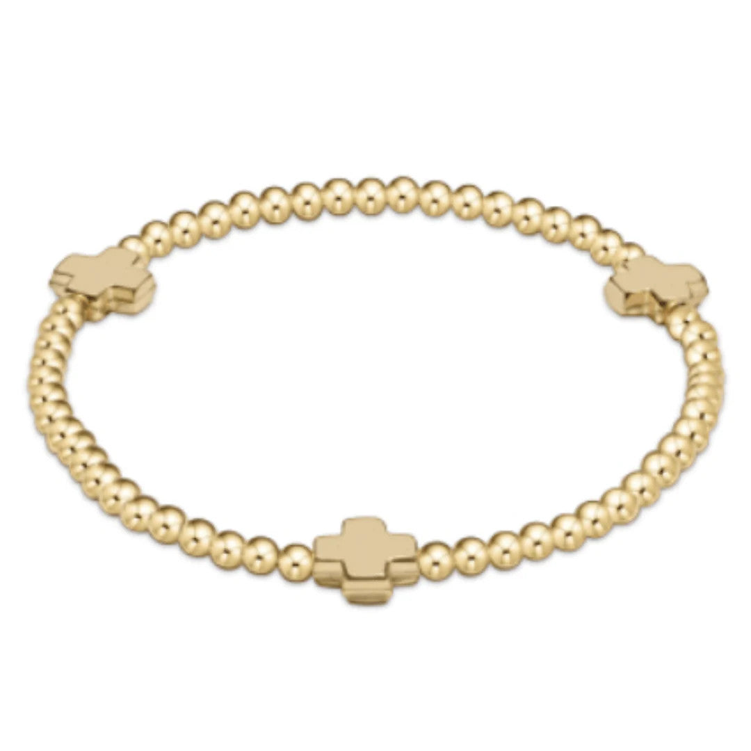 Enewton Signature Cross Gold Pattern 3mm Bead Bracelet