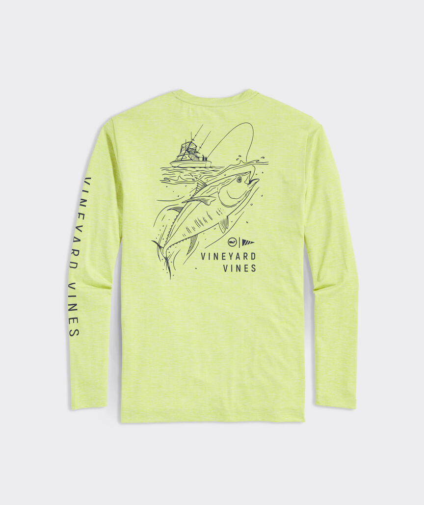 Vineyard Vines Tuna Harbor LS Performance Tee Wild Lime Heather