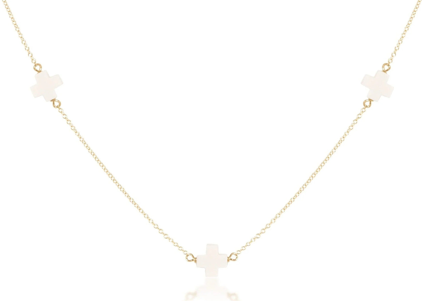 Enewton Simplicity Chain Sterling Signature Cross 17" Choker Off White