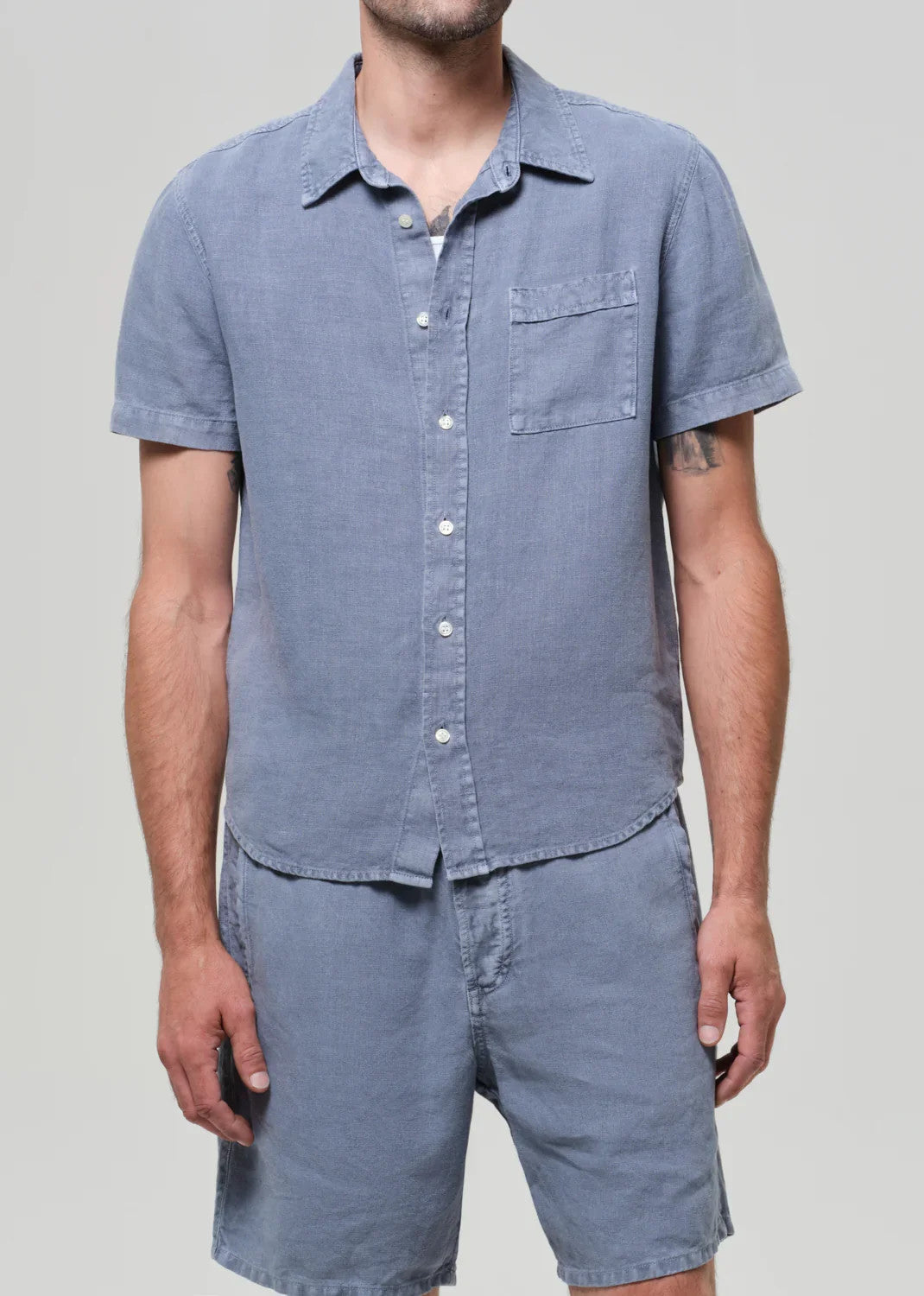 Citizens of Humanity Cairo Short Sleeve Pocket Shirt Stone Blue