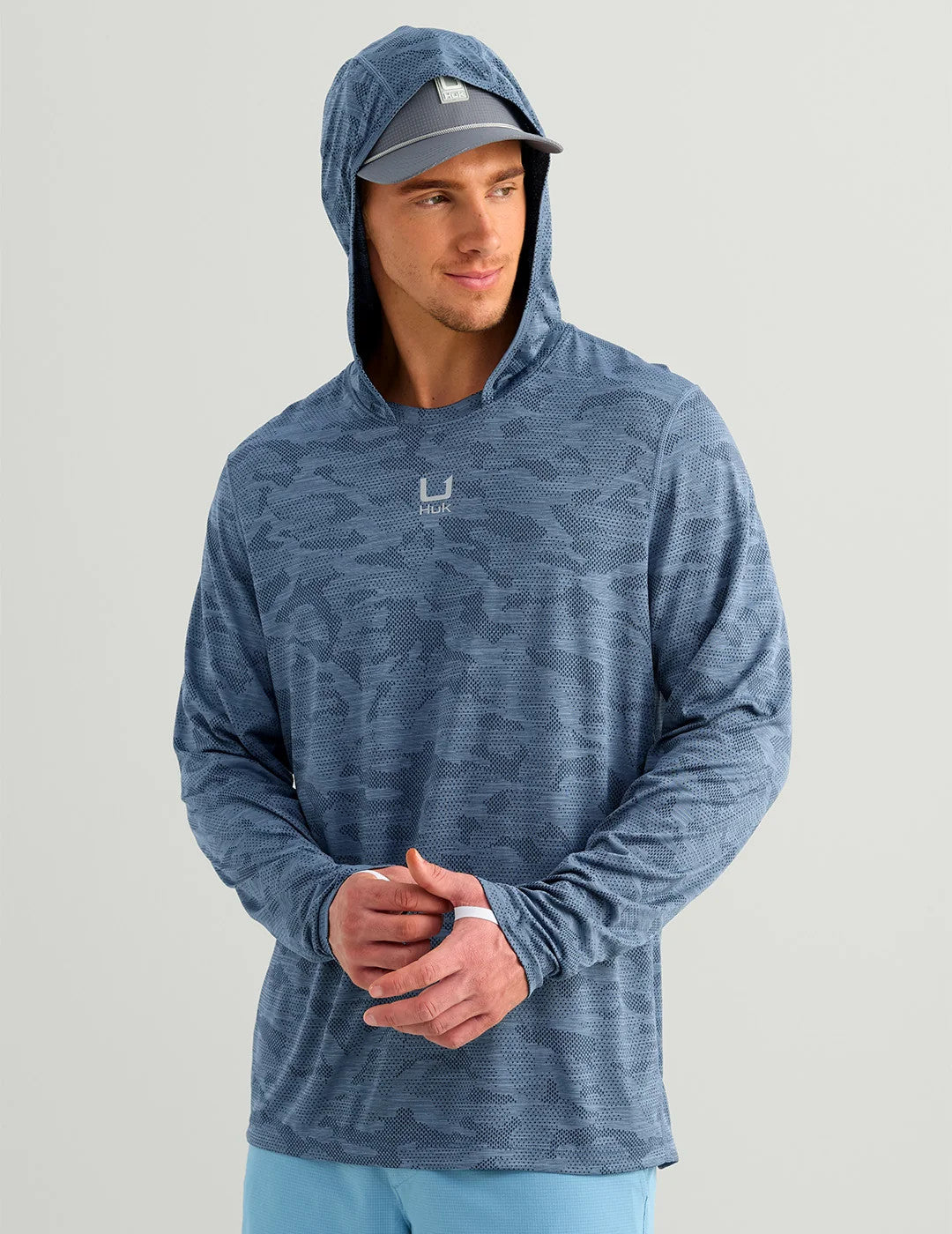 HUK A1A Pro LS Hoodie Stormy Blue