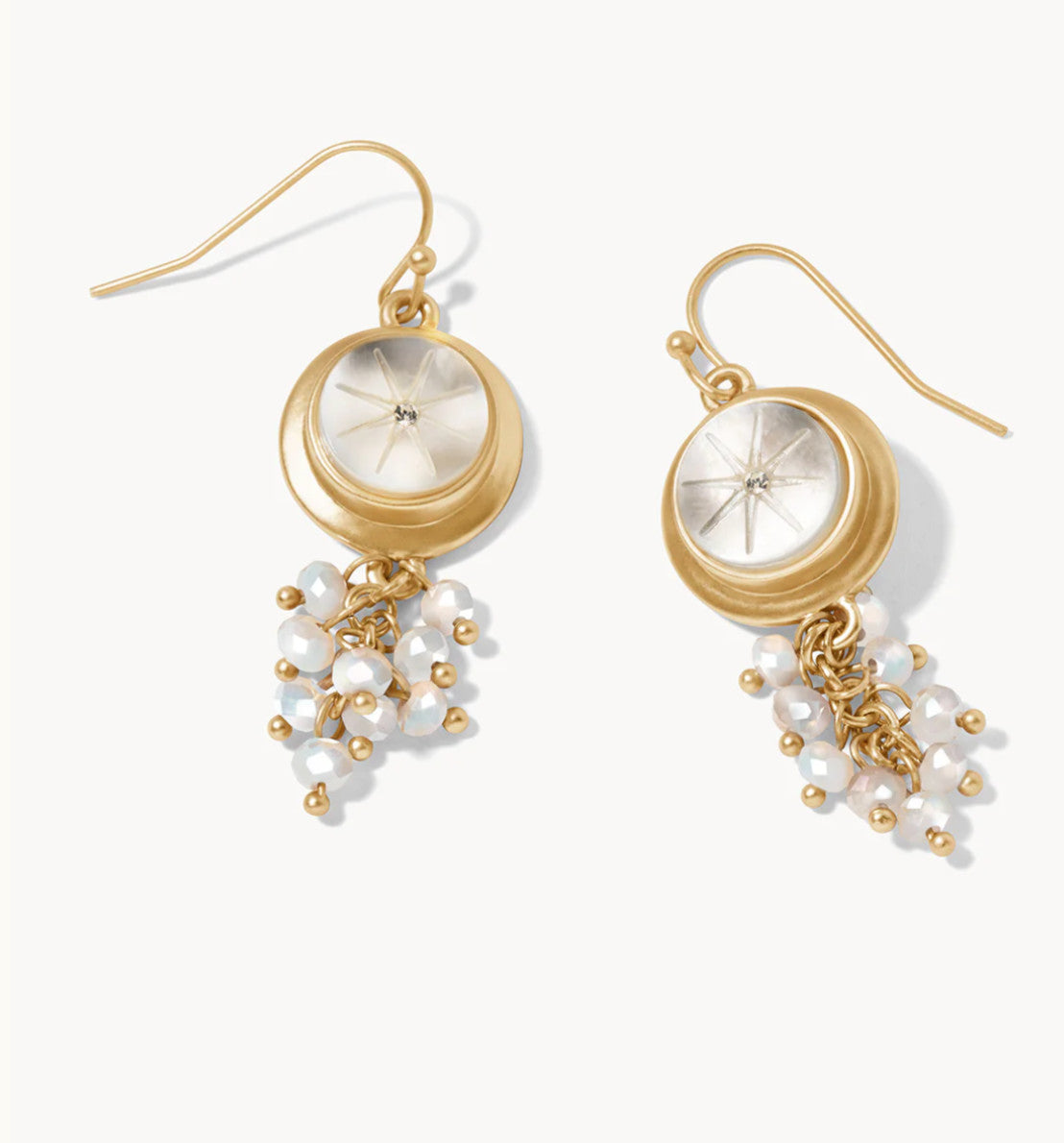 Spartina Lea Carved Earrings Mother of Pearl Gold