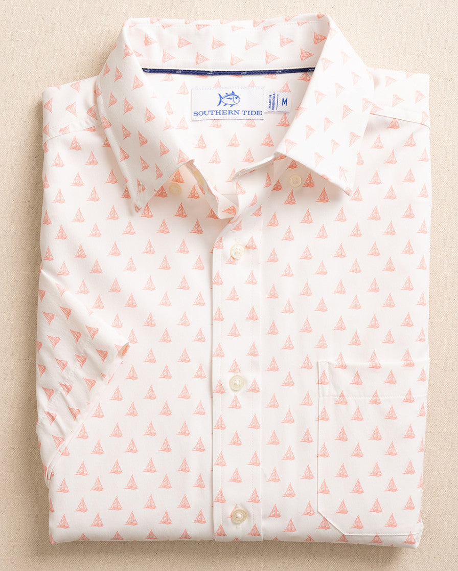 Southern Tide Floating Along Sportshirt SS Classic White