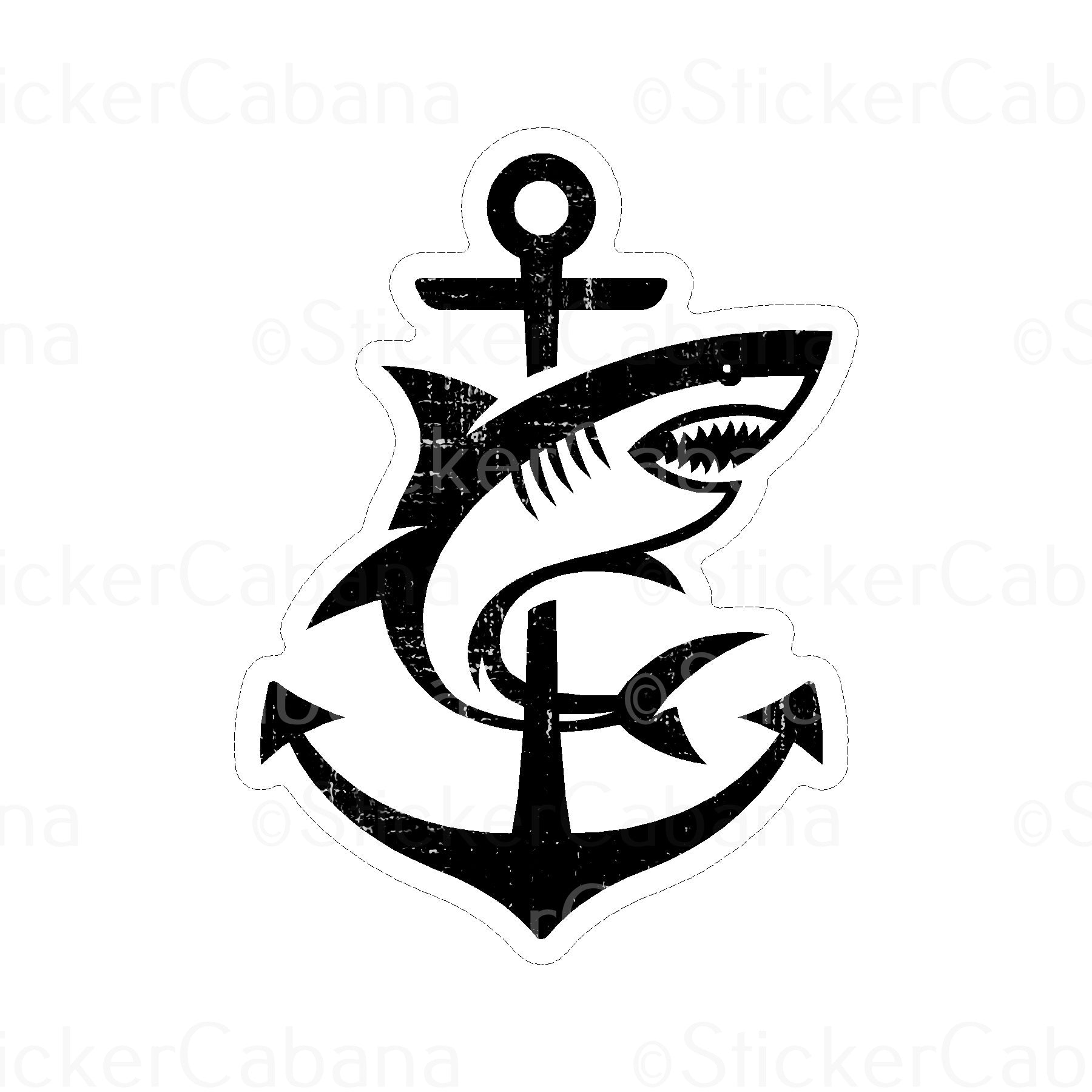 Sticker Cabana Shark Around Anchor Small Sticker