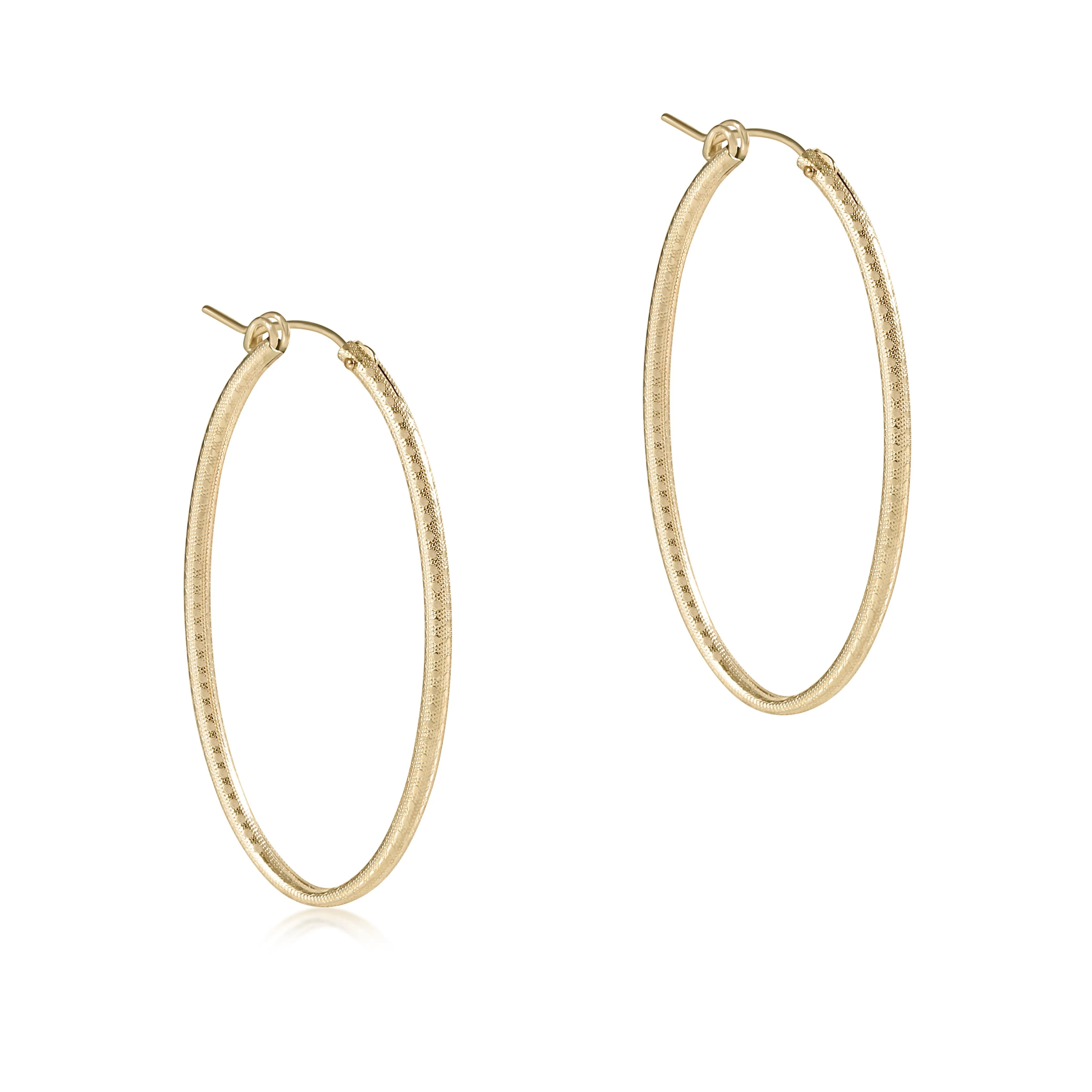 ENewton Oval 2" Textured Hoop Earrings Gold