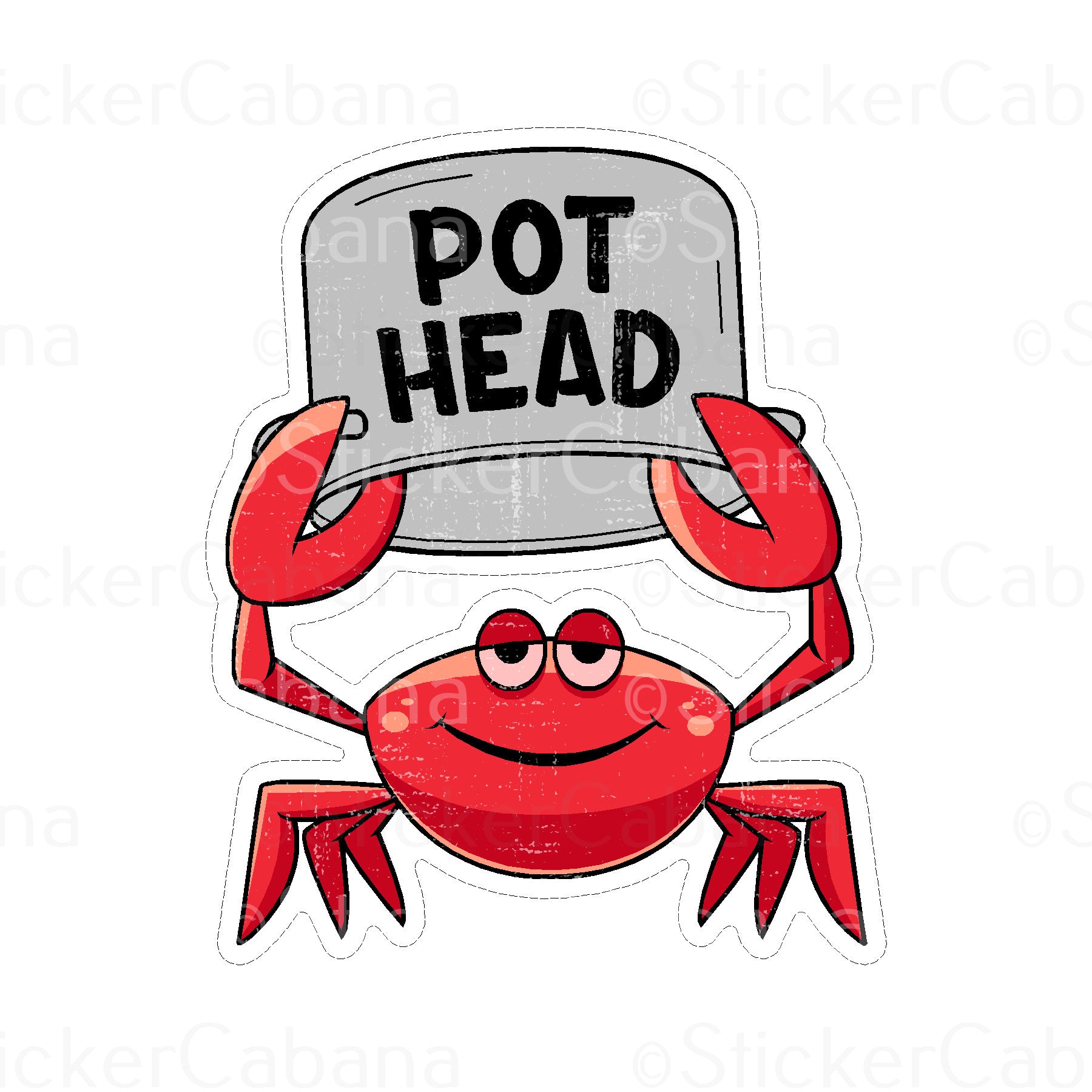 Sticker Cabana Pot Head Crab  Large Sticker