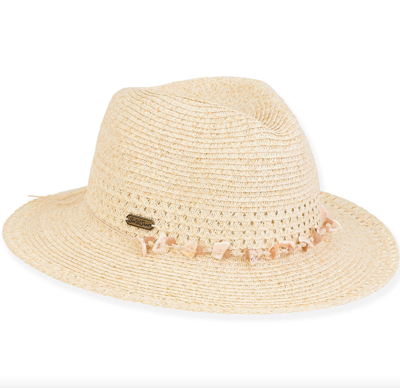Sun 'N' Sand Luna Shell Rope Detail Fedora 2.5' Brim Hat