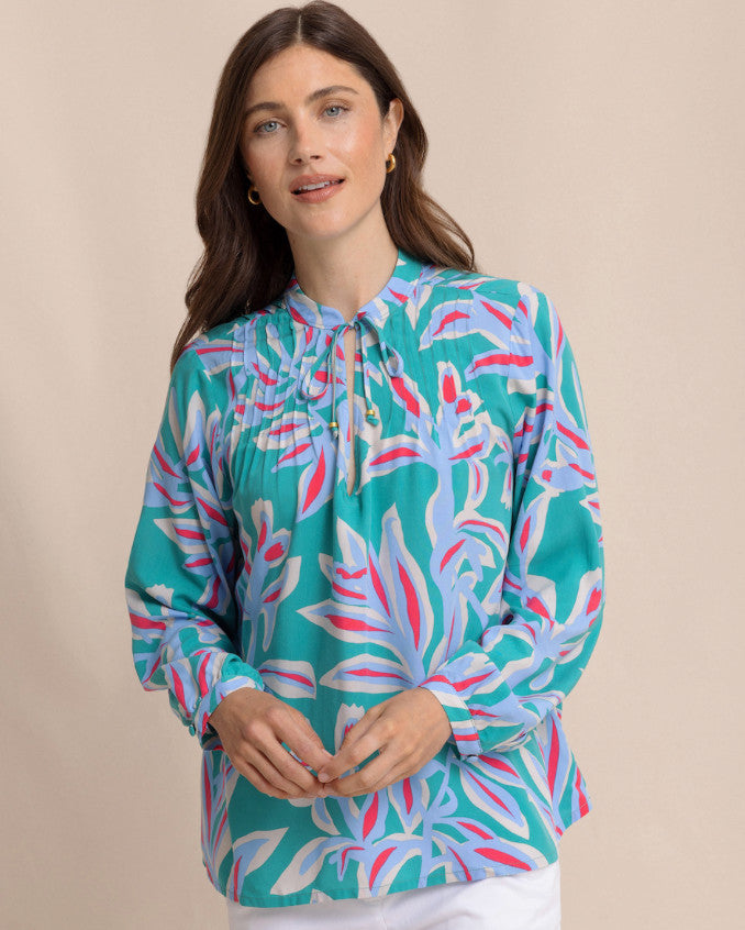 Southern Tide Bonni Vintage Gardens Blouse Spruce Shade
