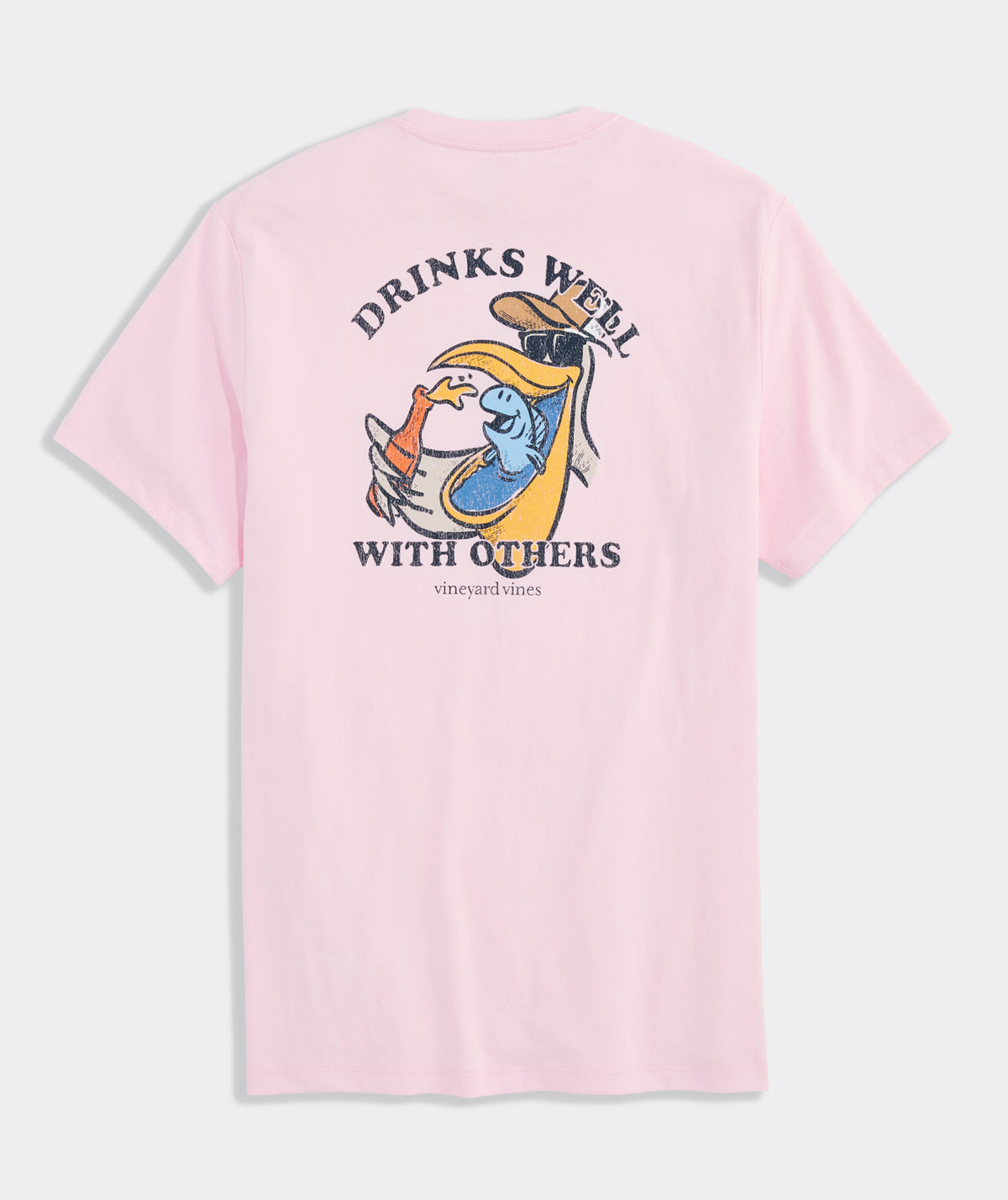 Vineyard Vines Drinks Well SS Pocket Tee Pink Drink