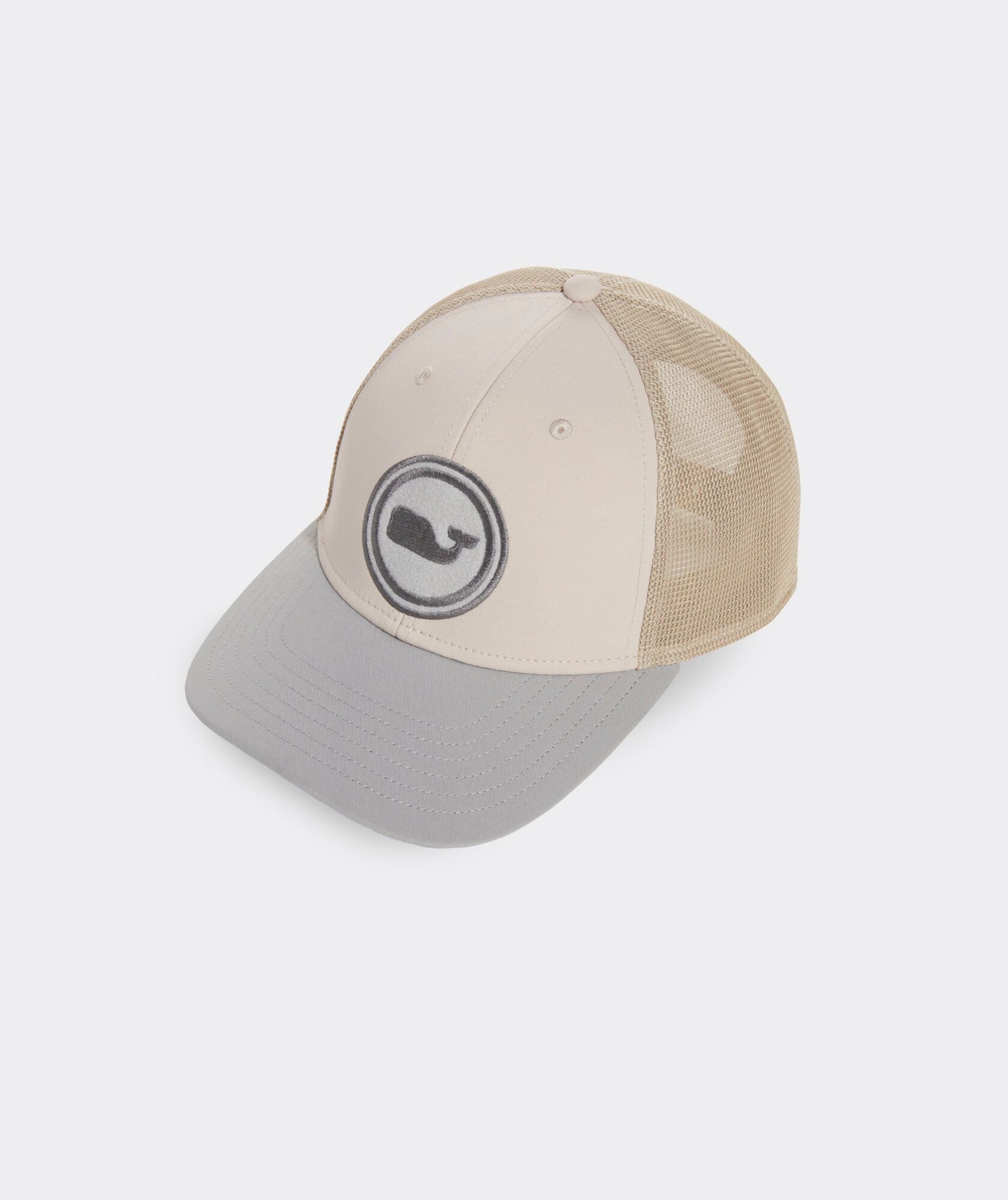 Vineyard Vines Velcro Whale Dot Patch Performance Trucker Hat Stone