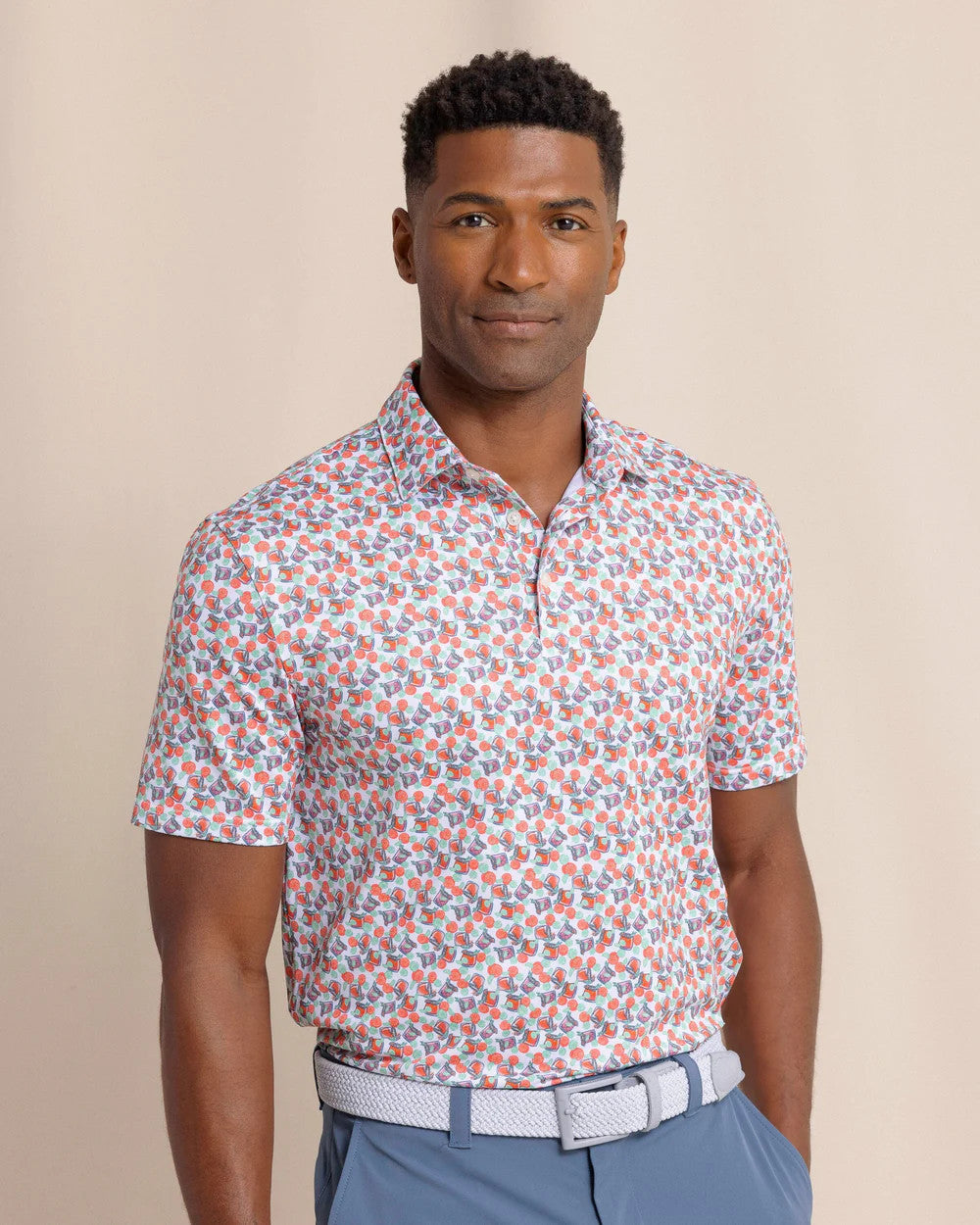 Southern Tide Driver Paloma Paradise Polo Classic White