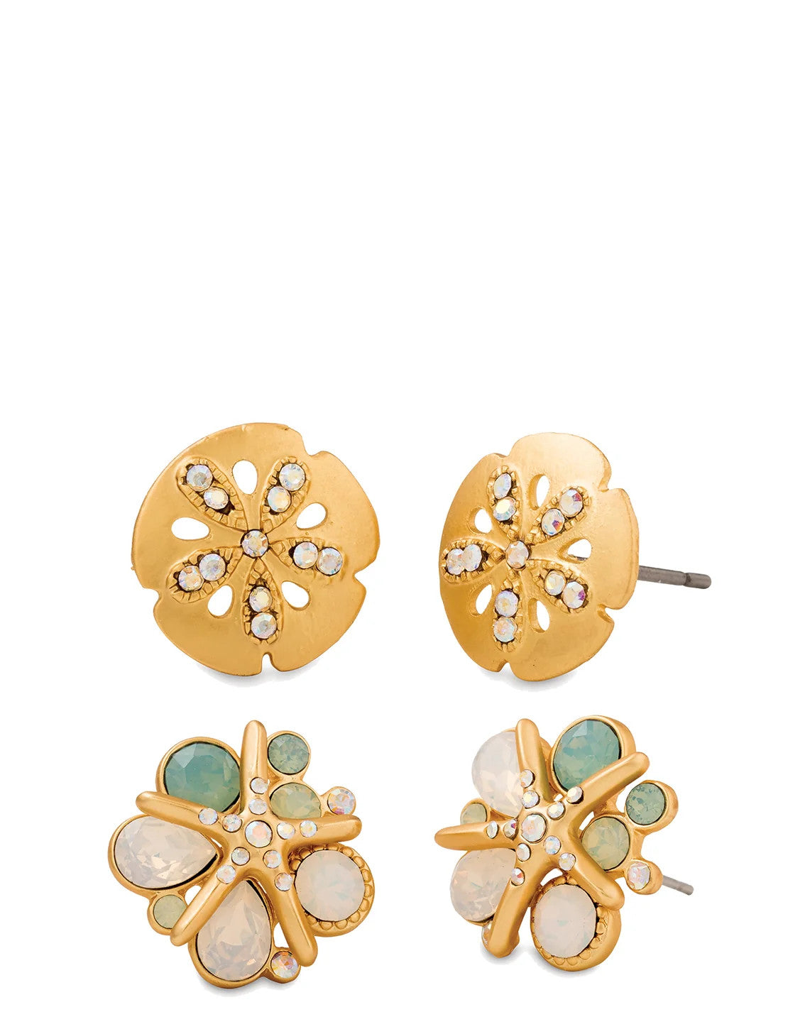 Spartina Sea Stud Sand Dollar Starfish Earrings 2 Set