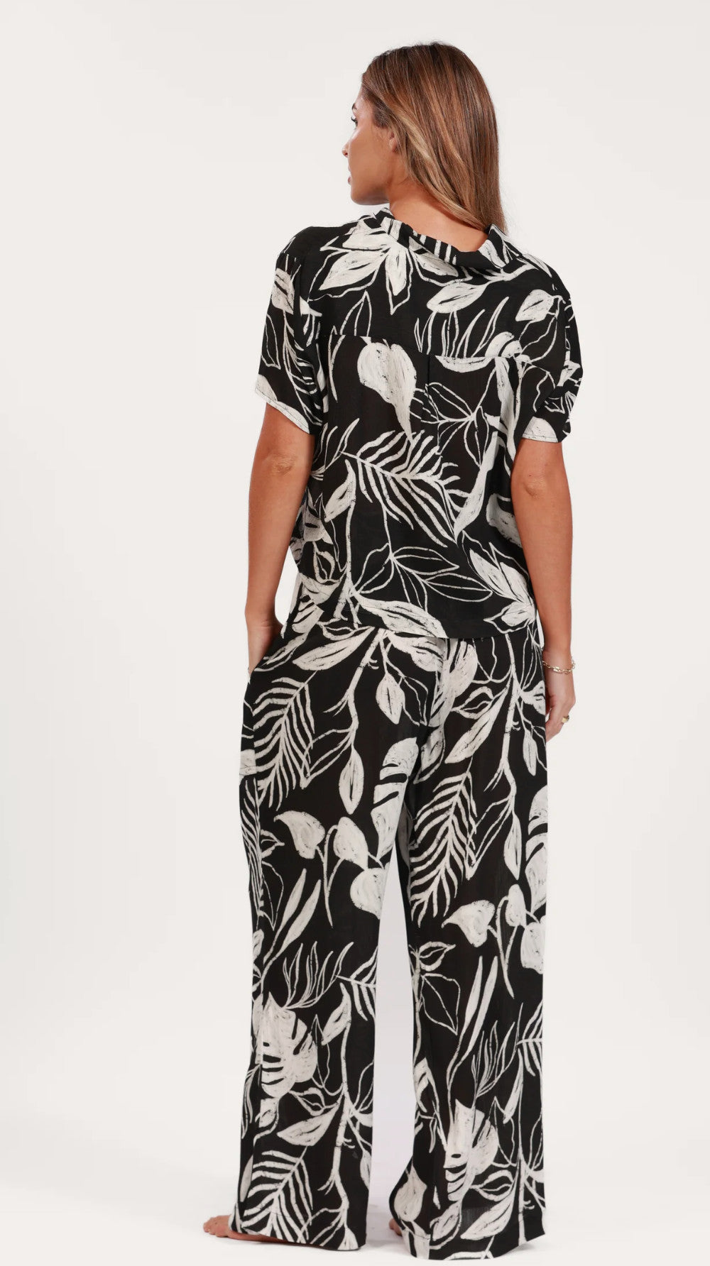 Salty Weekend Katie Uber Print Wide Leg Pants White