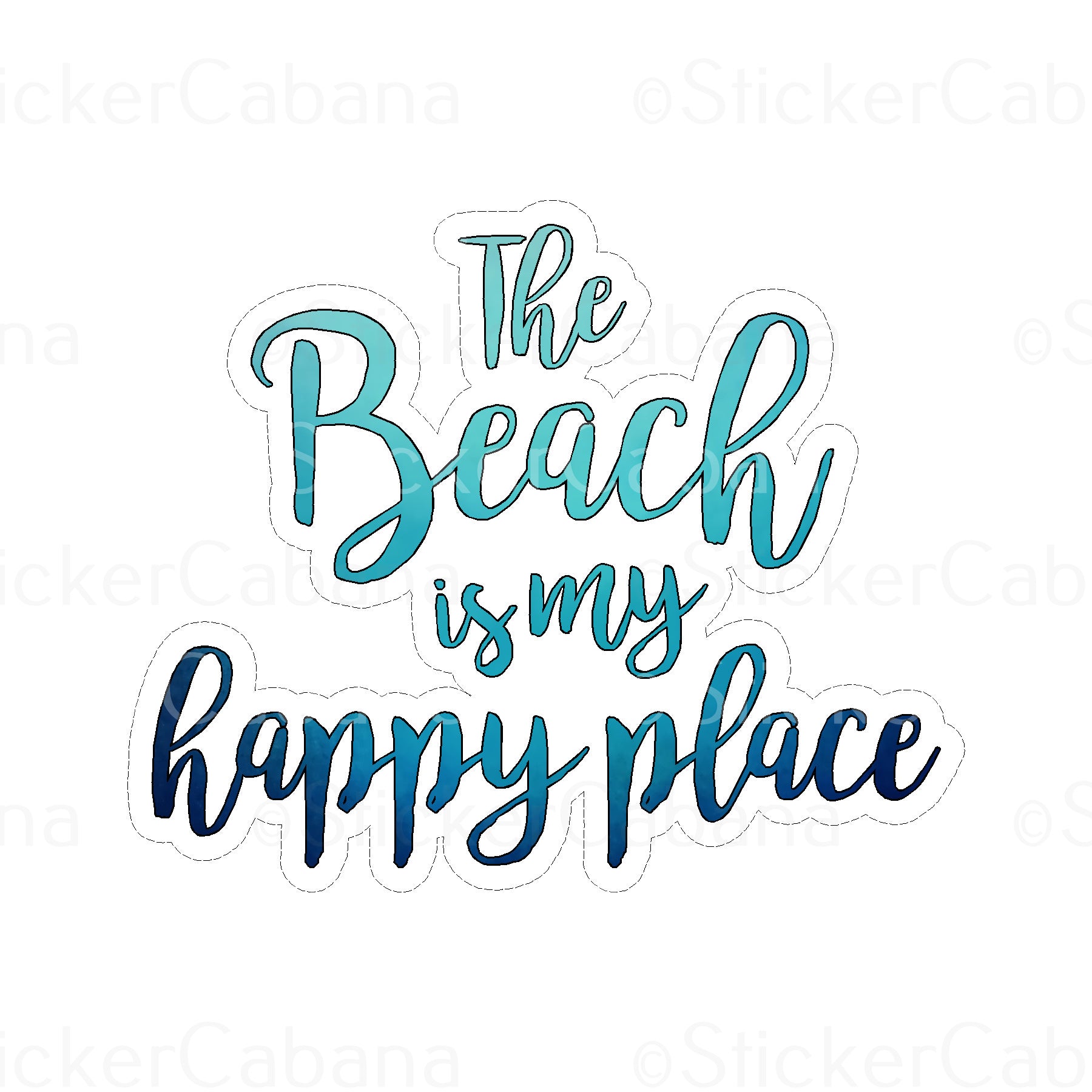 Sticker Cabana The Beach is my Happy Place Large Sticker