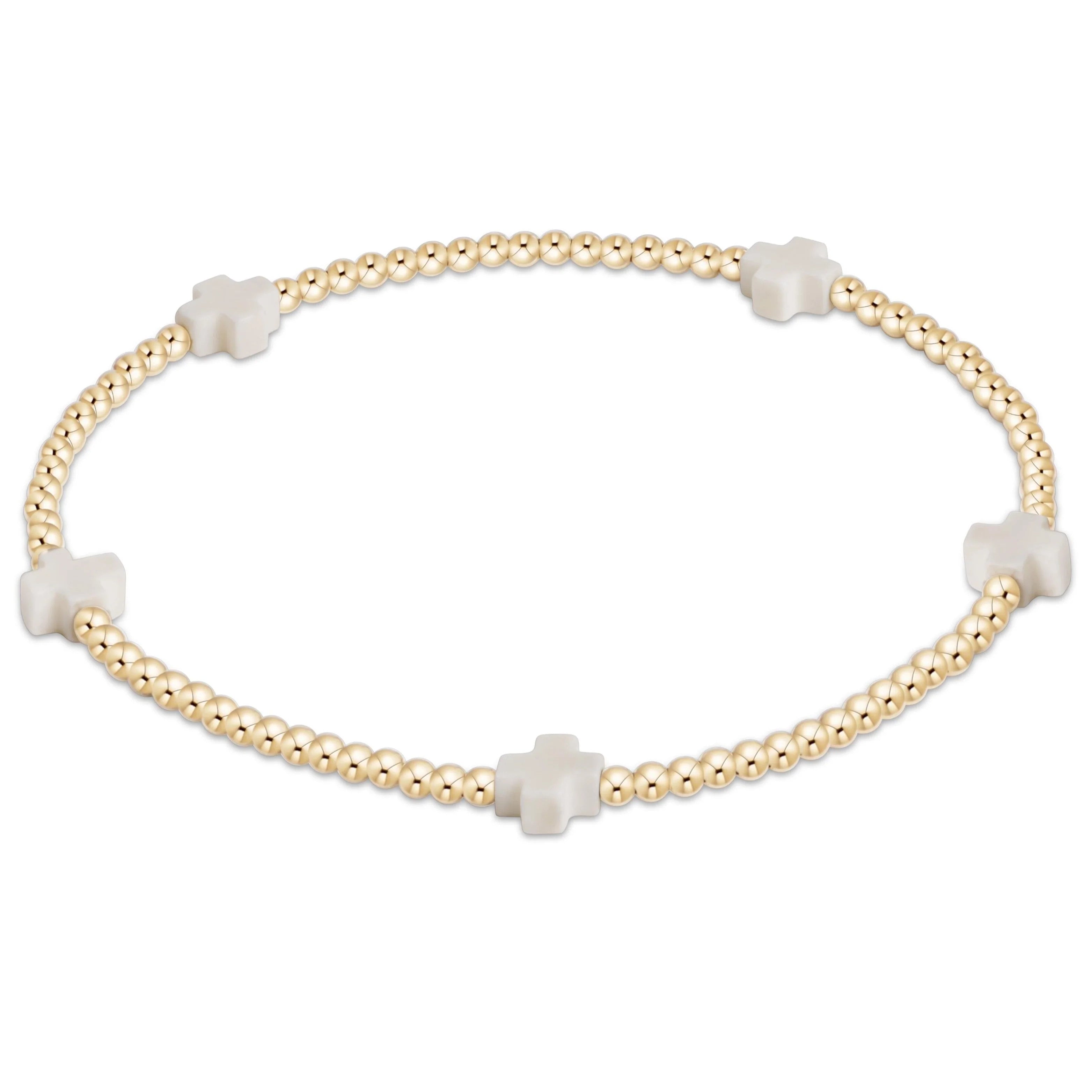 Enewton Core Signature Small Cross Gold Pattern 2mm Bead Bracelet