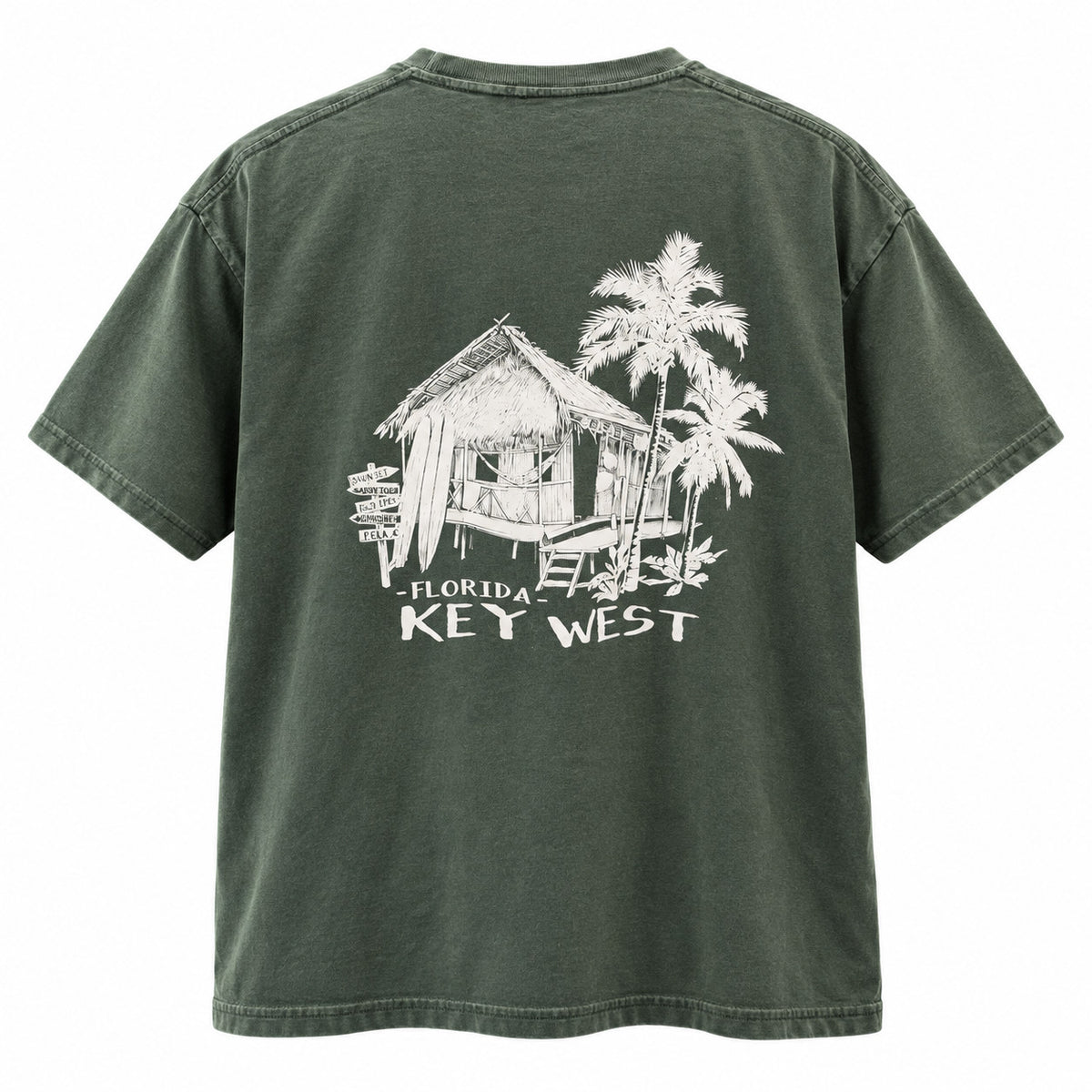 Shaddow and Fish Hut For Days Key West Tee SS Forest