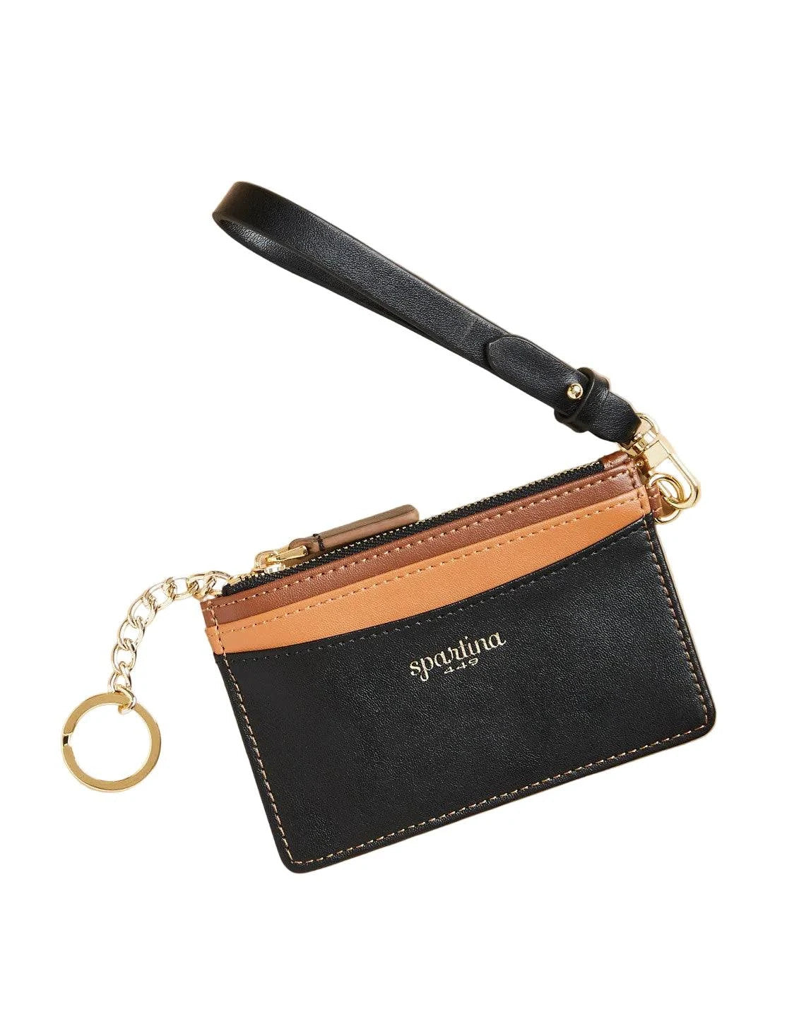 Spartina Slim Card Coin Purse Color Block Black/ Brown