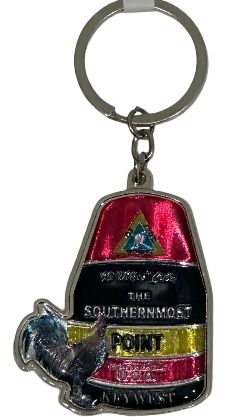 Southernmost Point Bouy & Rooster Glitter Keychain
