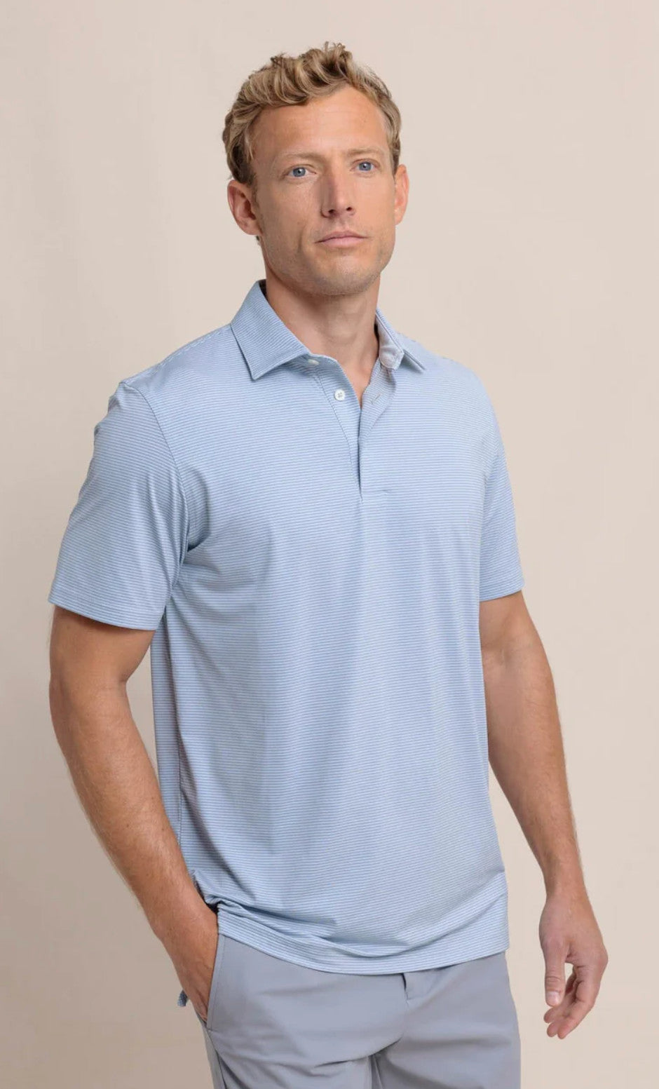Southern Tide Brrreeze Meadow Brook Stripe Polo Triumph Blue