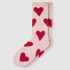 Barefoot Dreams CC Heart Print Socks O/S Dusty Rose Cherry