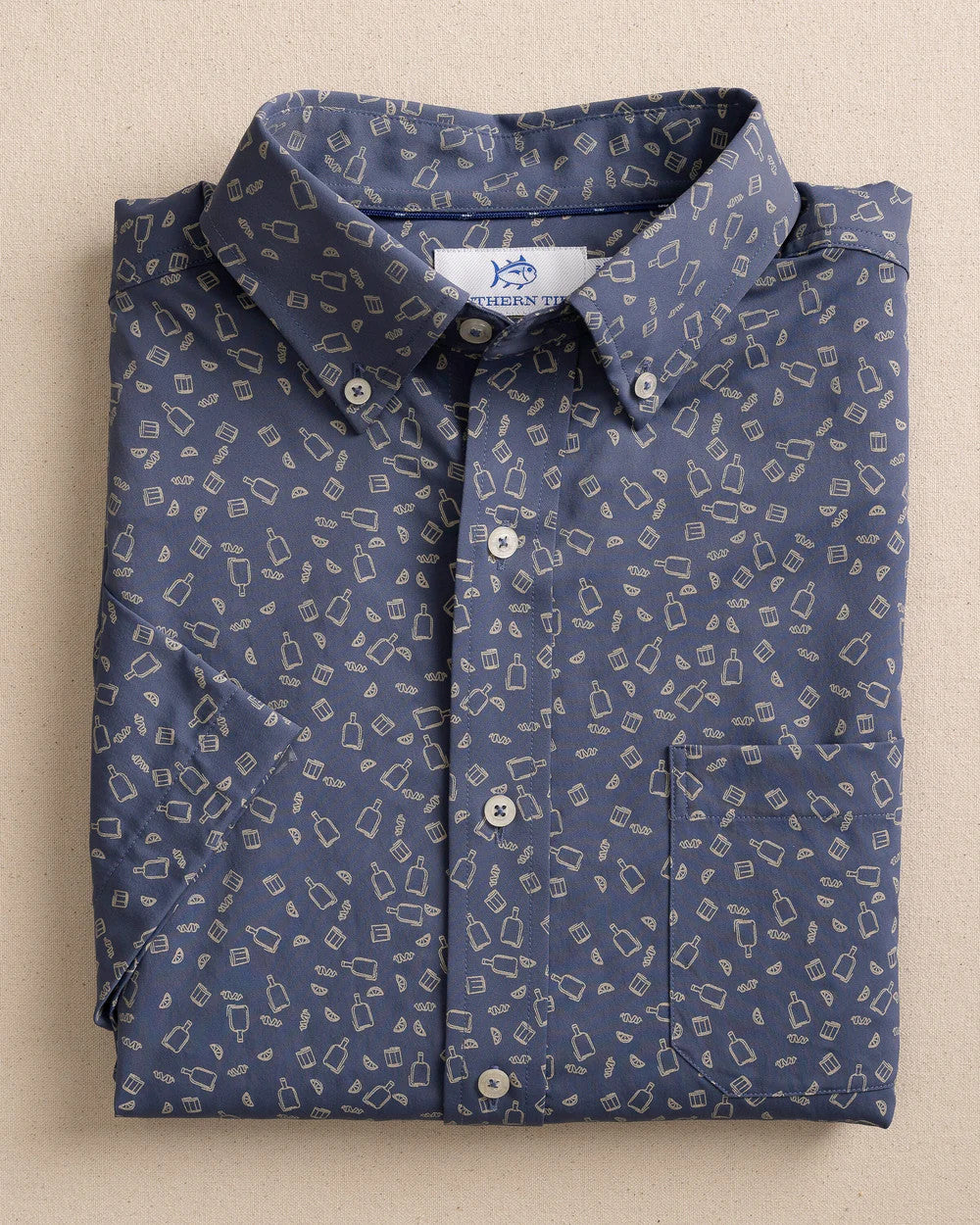Southern Tide Intercoastal Whiskey Hour Sportshirt SS Light Indigo