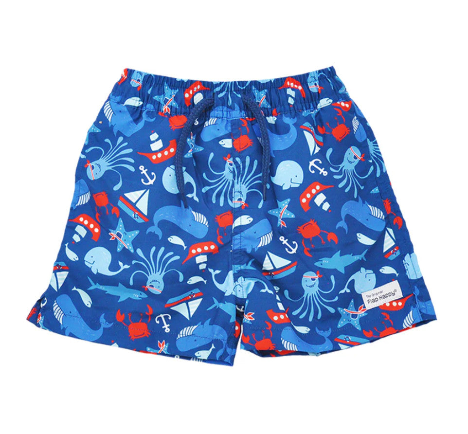 Flap Happy Wesley Lined Swim Trunks Nautical Fun