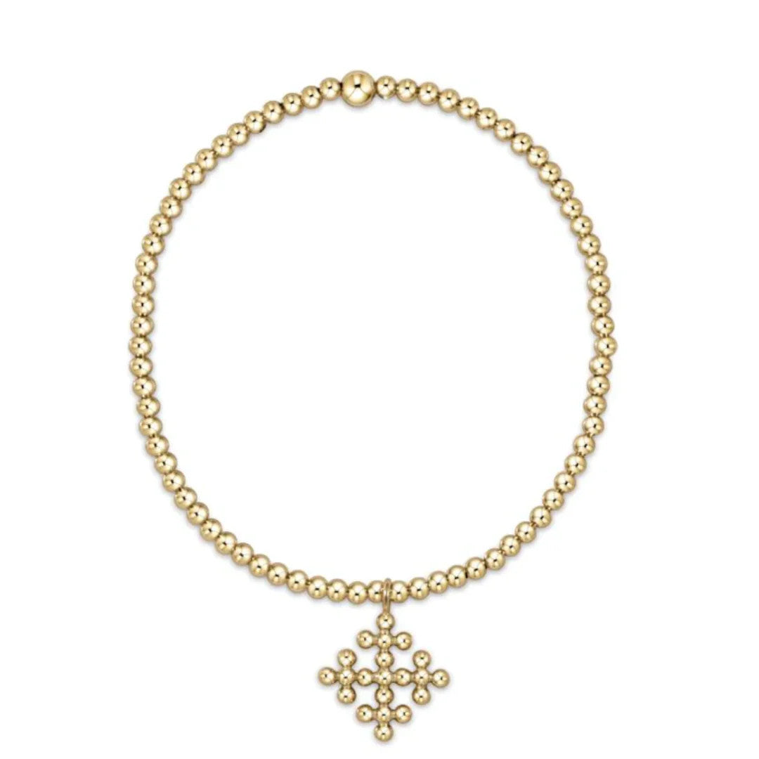 Enewton Classic 2.5mm Beaded Signature Cross Encompass Charm Bracelet Gold