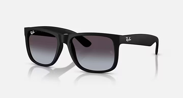 Ray Ban Justin Rubber Black Frame w/ Light Grey Gradient Darrk Grey Lens Sunglasses