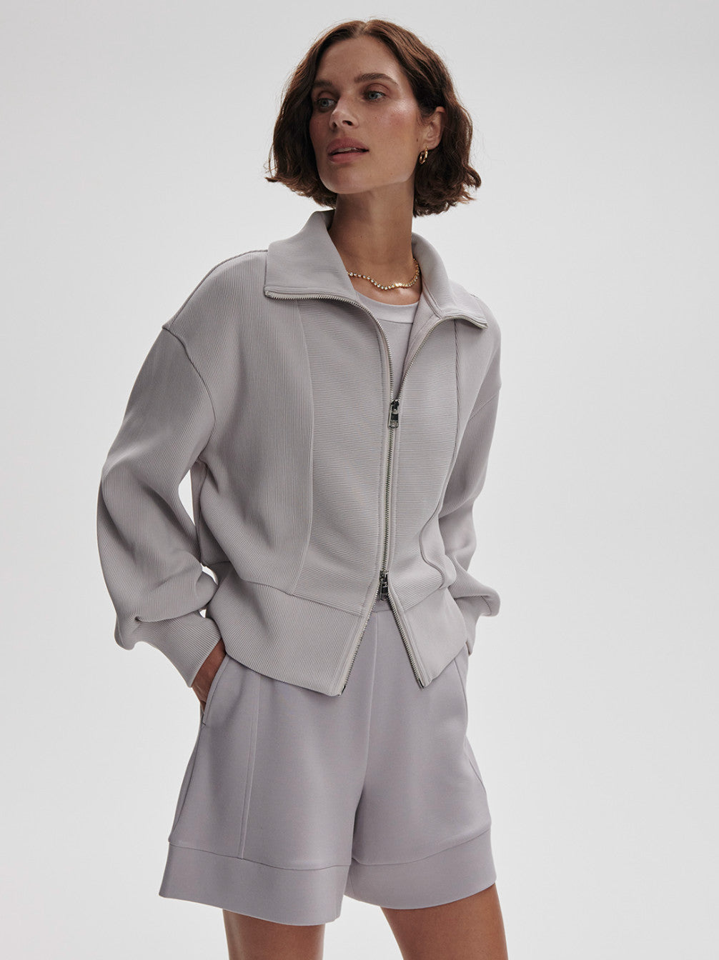 VARLEY Gibbs Zip Through Sweater Lilac Marble