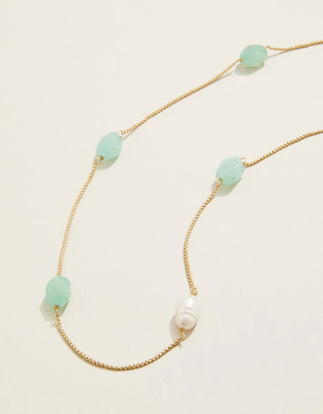 Spartina 18" Stone Station Necklace Jade/ Pearl