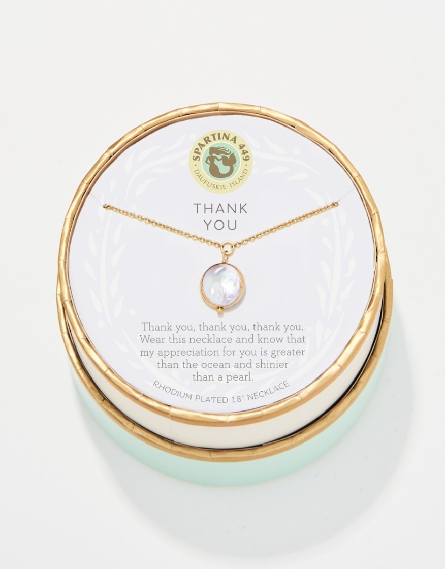 Spartina Thank You Coin Pearl Sea La Vie Necklace Gold